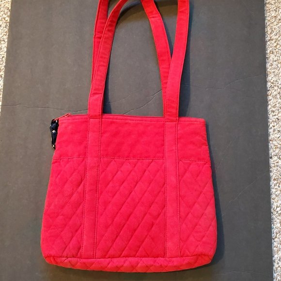 Red Handbag - Quilted - Faux Suede - Picture 3 of 7